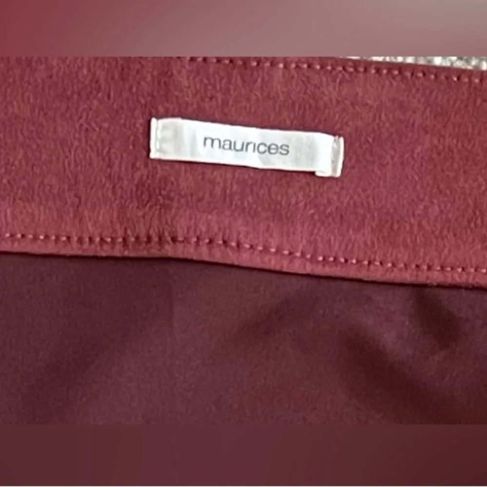 Maurices Faux Suede Button Down High Rise Burgundy Skirt Size 14‎